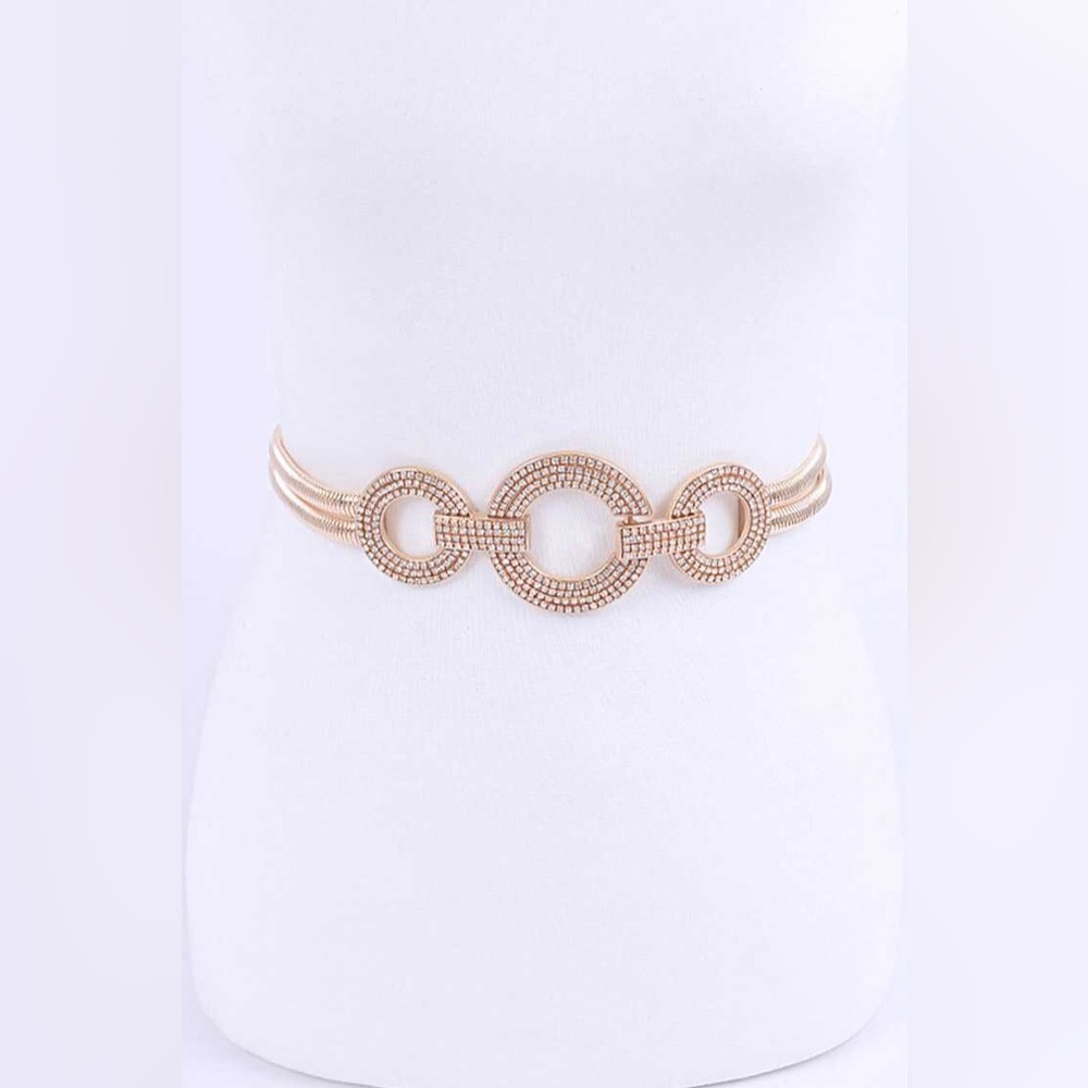Gold Rhinestone Elastic Waist Corset Statement Belt